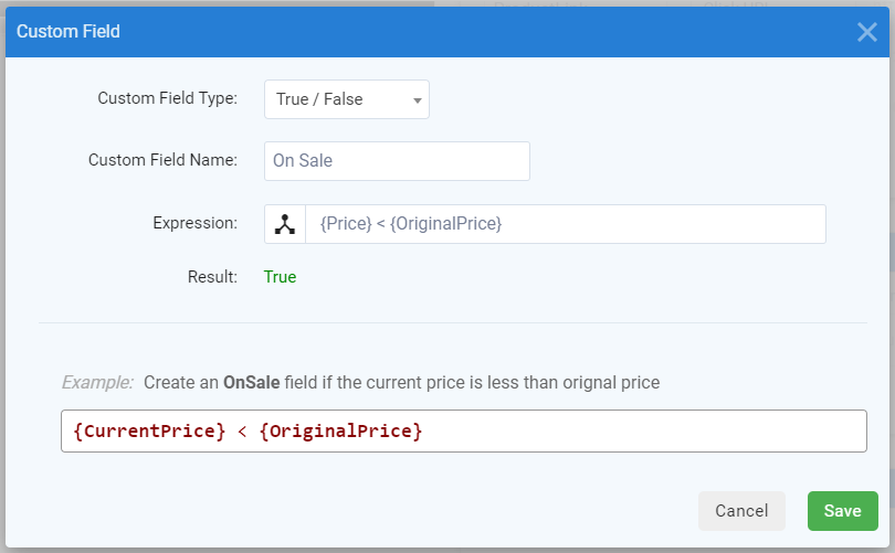 On Sale Custom Field